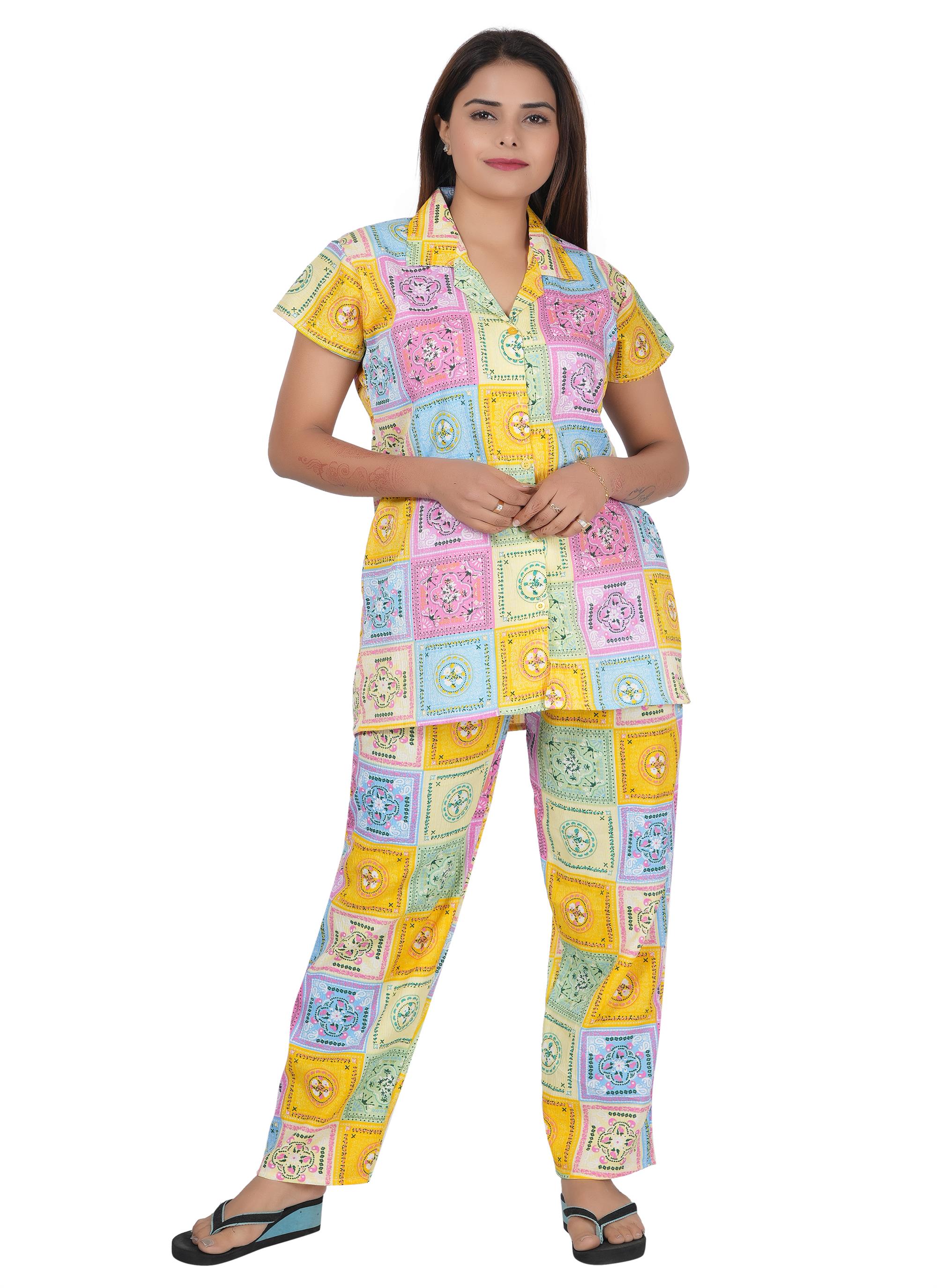 Yellow Printed Night Suits